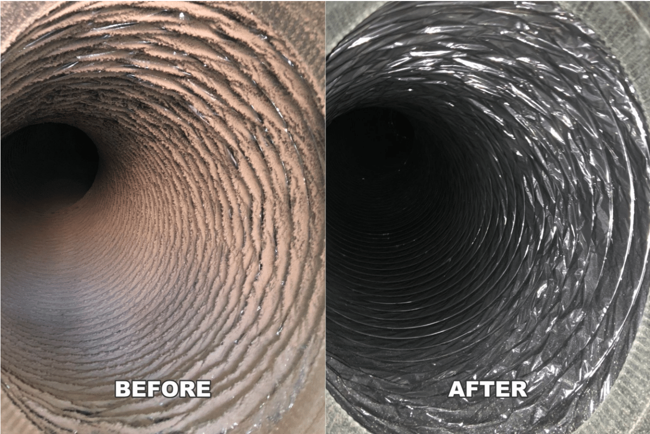 before and after of a duct cleaning